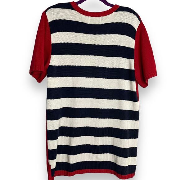 The Quacker Factory Tunic Sweater Women's M Red Patriotic Striped Knit VTG Star - Picture 3 of 10